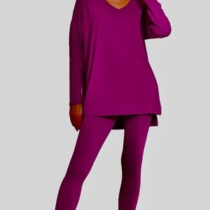 Zenana Outfitters Fuchsia Lounge Set